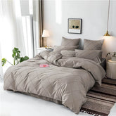 3 Pcs Cross Pleated Duvet Set - Beige